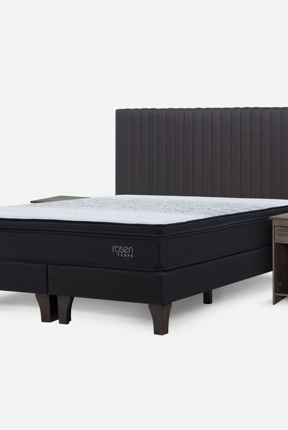 ROSEN - Cama Europea Tempo 2 Plazas Base Dividida + Set De Muebles Lucio Gris Rosen