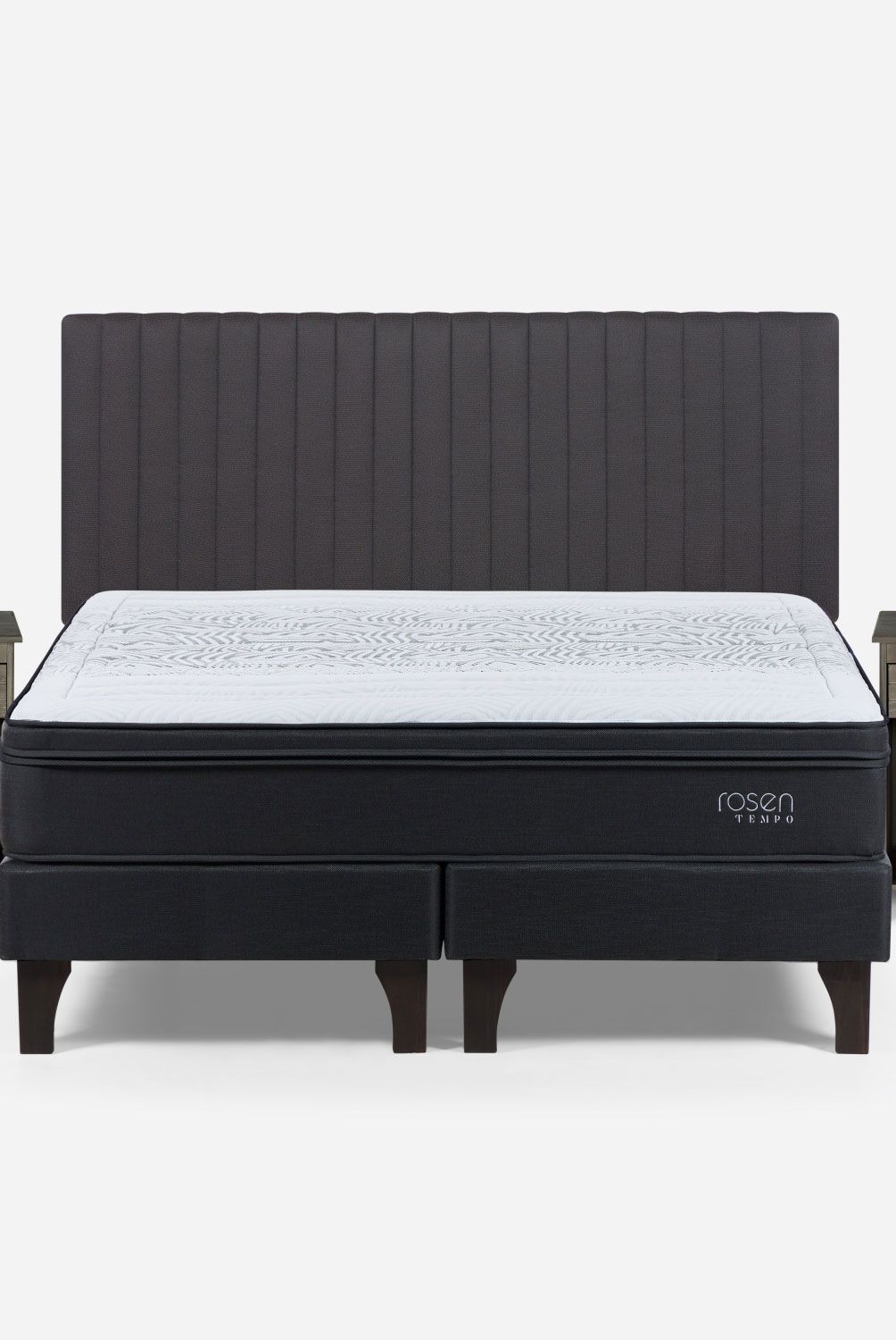 ROSEN - Cama Europea Tempo 2 Plazas Base Dividida + Set De Muebles Lucio Gris Rosen