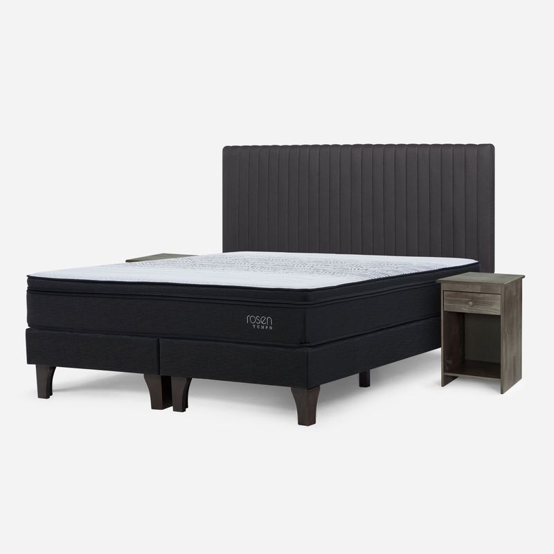 ROSEN - Cama Europea Tempo King + Set De Muebles Lucio Gris Rosen
