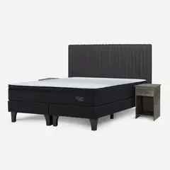 ROSEN - Cama Europea Tempo King + Set De Muebles Lucio Gris