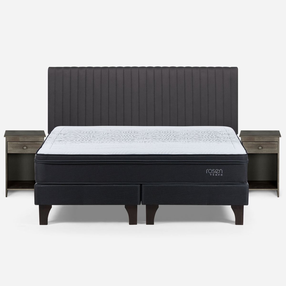 ROSEN - Cama Europea Tempo King + Set De Muebles Lucio Gris Rosen