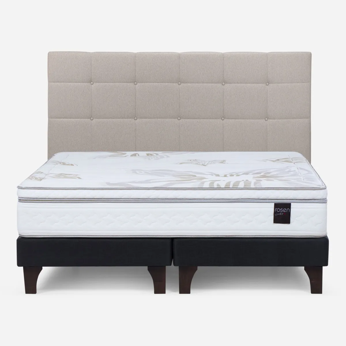 ROSEN - Box spring Art 4 2 Plazas x 2.00mt Base Dividida + Respaldo Rosen