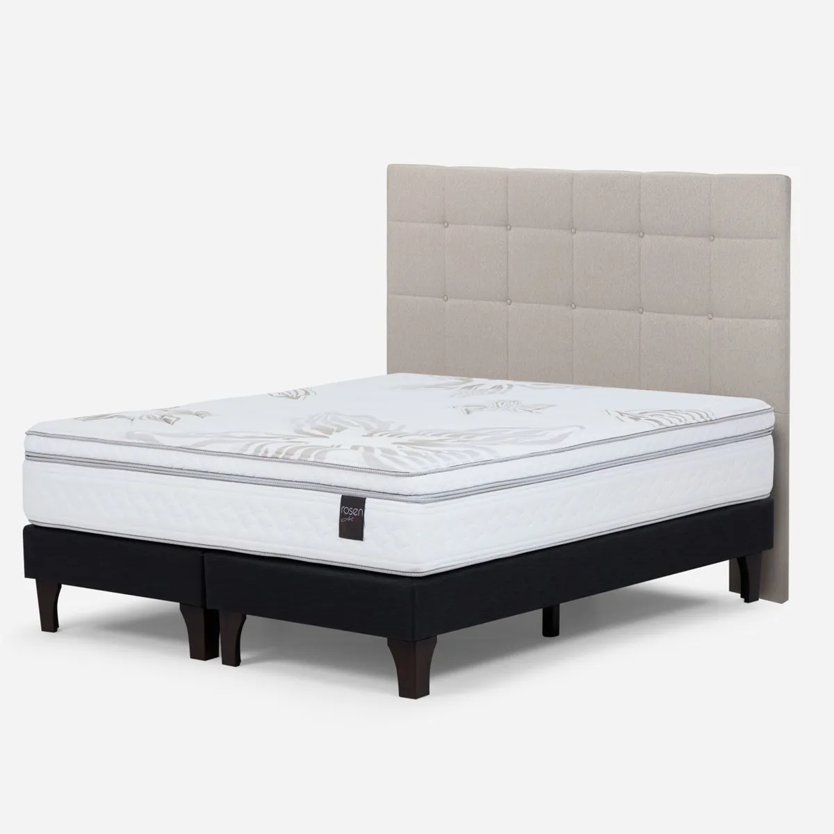 ROSEN - Box spring Art 4 2 Plazas x 2.00mt Base Dividida + Respaldo Rosen
