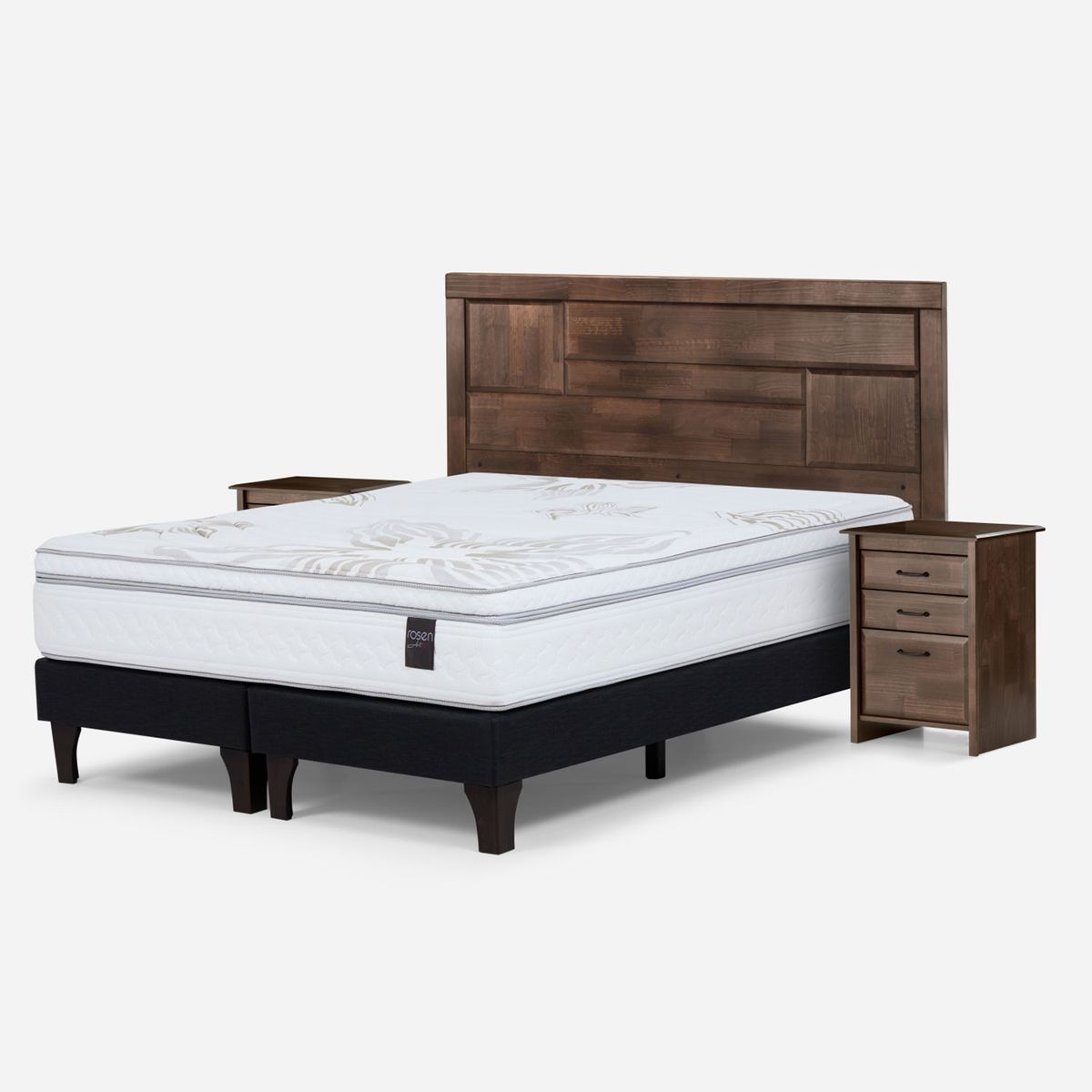 ROSEN - Box Springs Art 4 2 Plazas Base Dividida + Set De Muebles Dolce Rosen