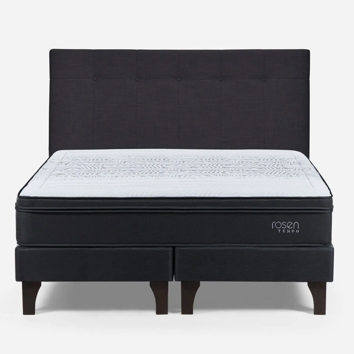 ROSEN - Box Spring Tempo King X 2.00 cm Base Dividida + Respaldo Rosen