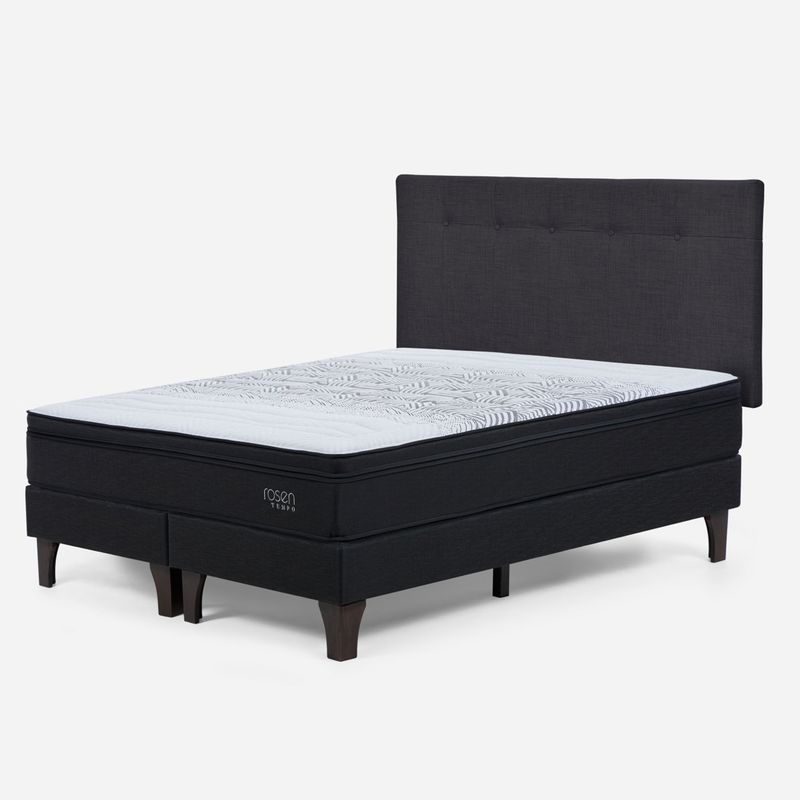 ROSEN - Box Springs Tempo King + Respaldo N Bennet Gris Rosen