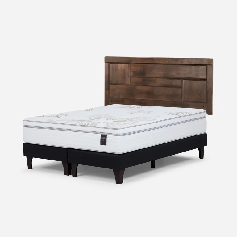 Cama Europea Art 4 King x 2.00mt Base Dividida + Respaldo