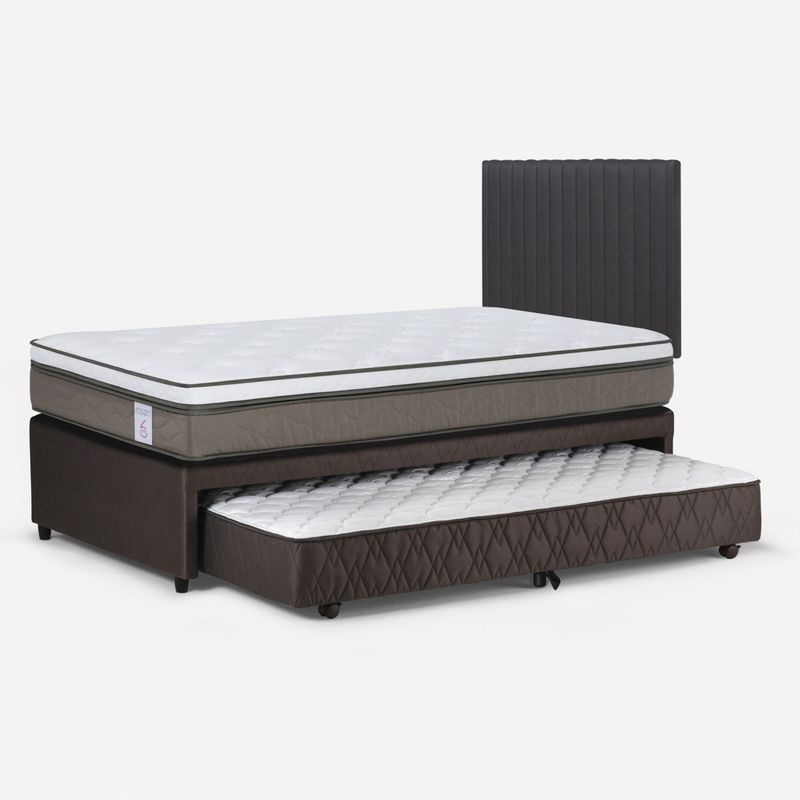 ROSEN - Cama Funcional New Style 6 1.5 Plaza + Respaldo Lucio Gris Rosen