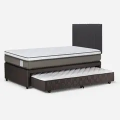 ROSEN - Cama Funcional New Style 6 1.5 Plaza + Respaldo Lucio Gris