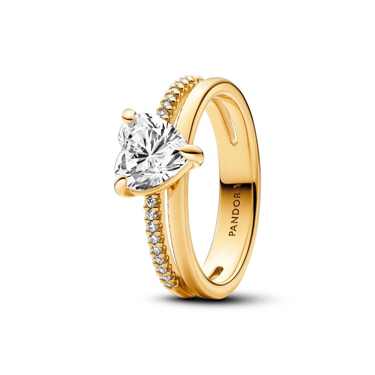Anillo Corazon Doble Banda Mujer 48