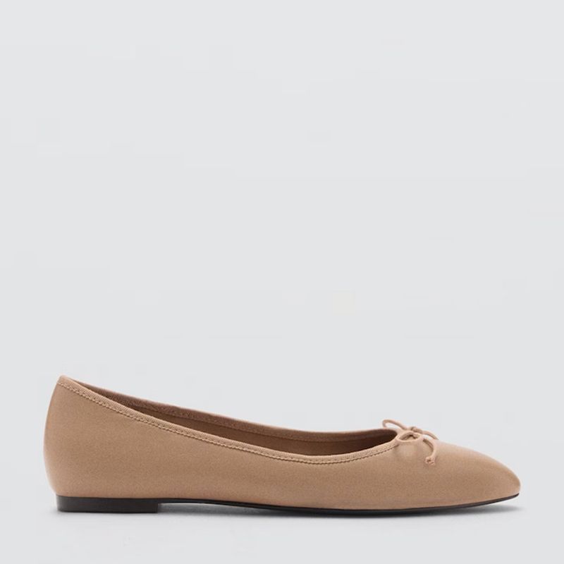 MANGO - Ballerina Casual Mujer Cuero Café Mango