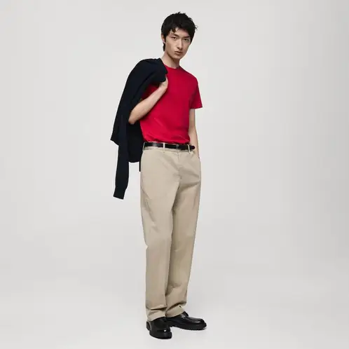 MANGO MAN - Polera Cherlo Manga Corta 100% Algodón Cuello Redondo Hombre