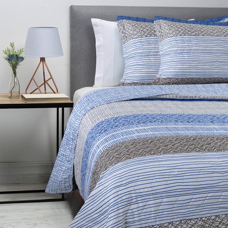 ZAHR - Cubrecama Estampado Azul Zahr