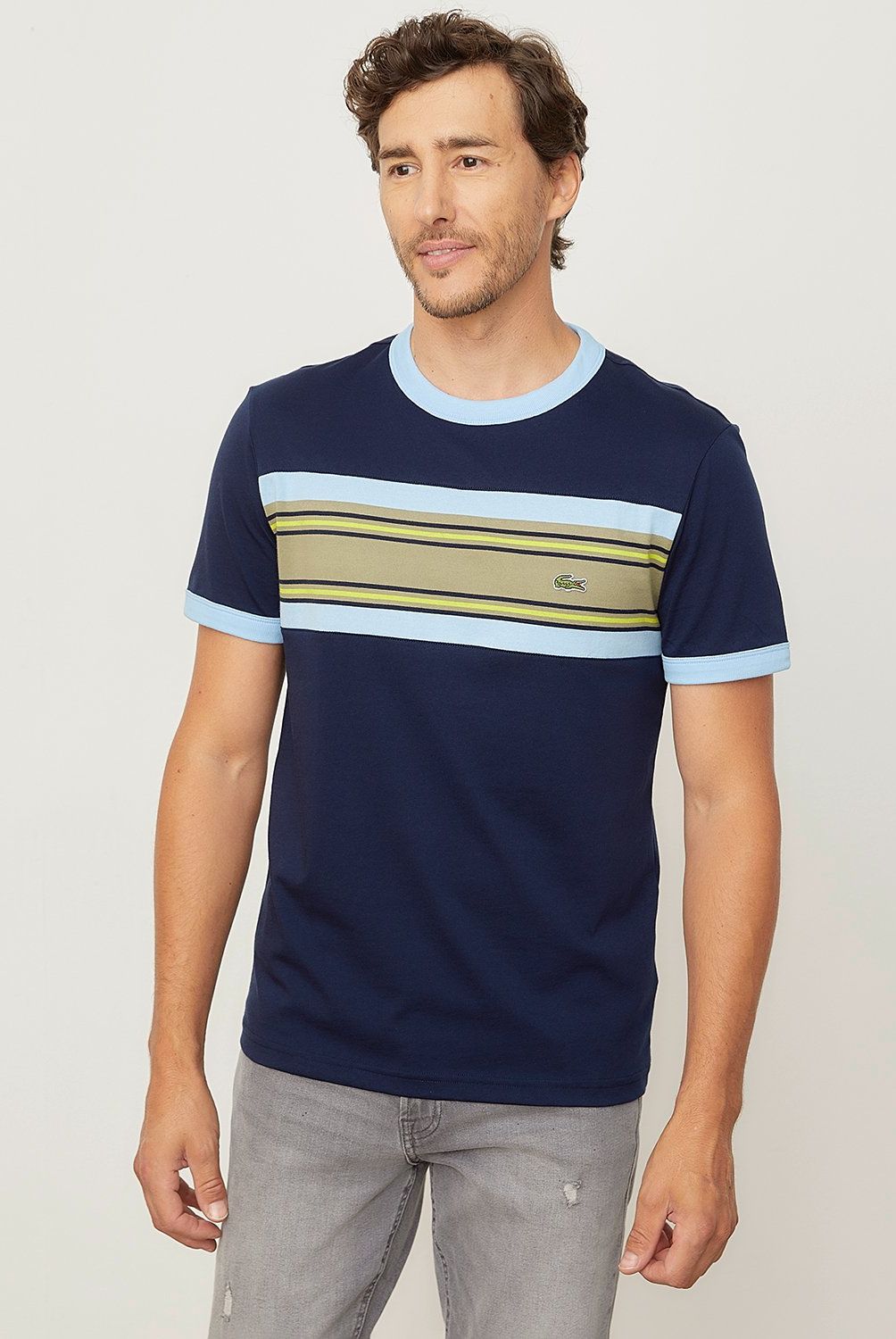 LACOSTE - Polera Manga Corta Bloque Algodón Hombre Lacoste