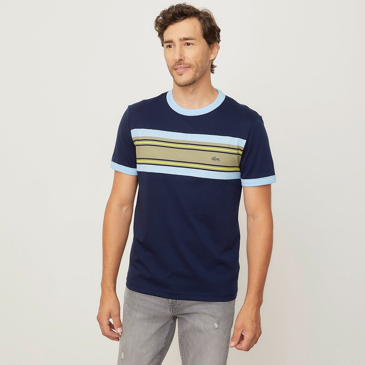 LACOSTE - Polera Manga Corta Bloque Algodón Hombre Lacoste