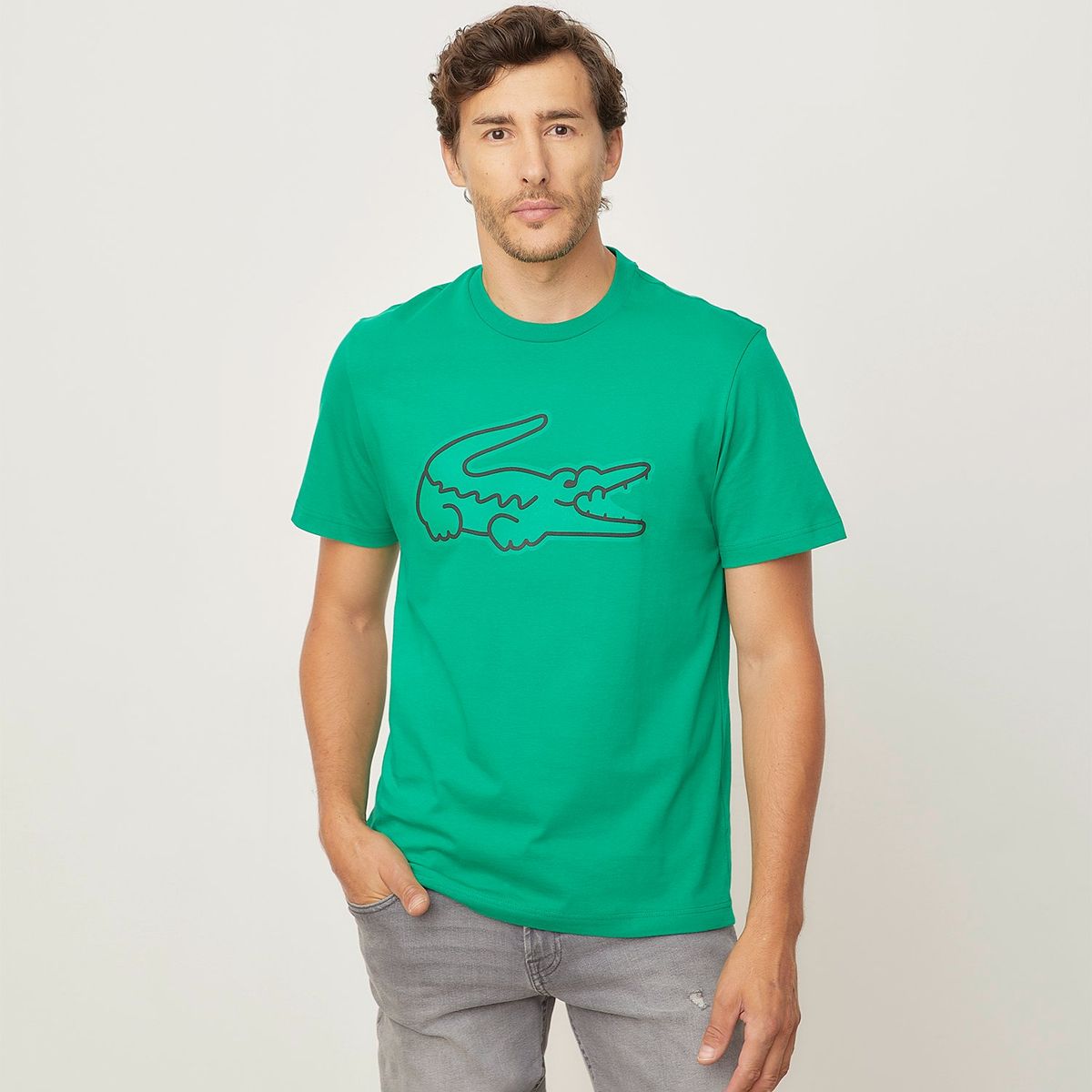 LACOSTE - Polera Manga Corta Print Hombre Algodón Lacoste