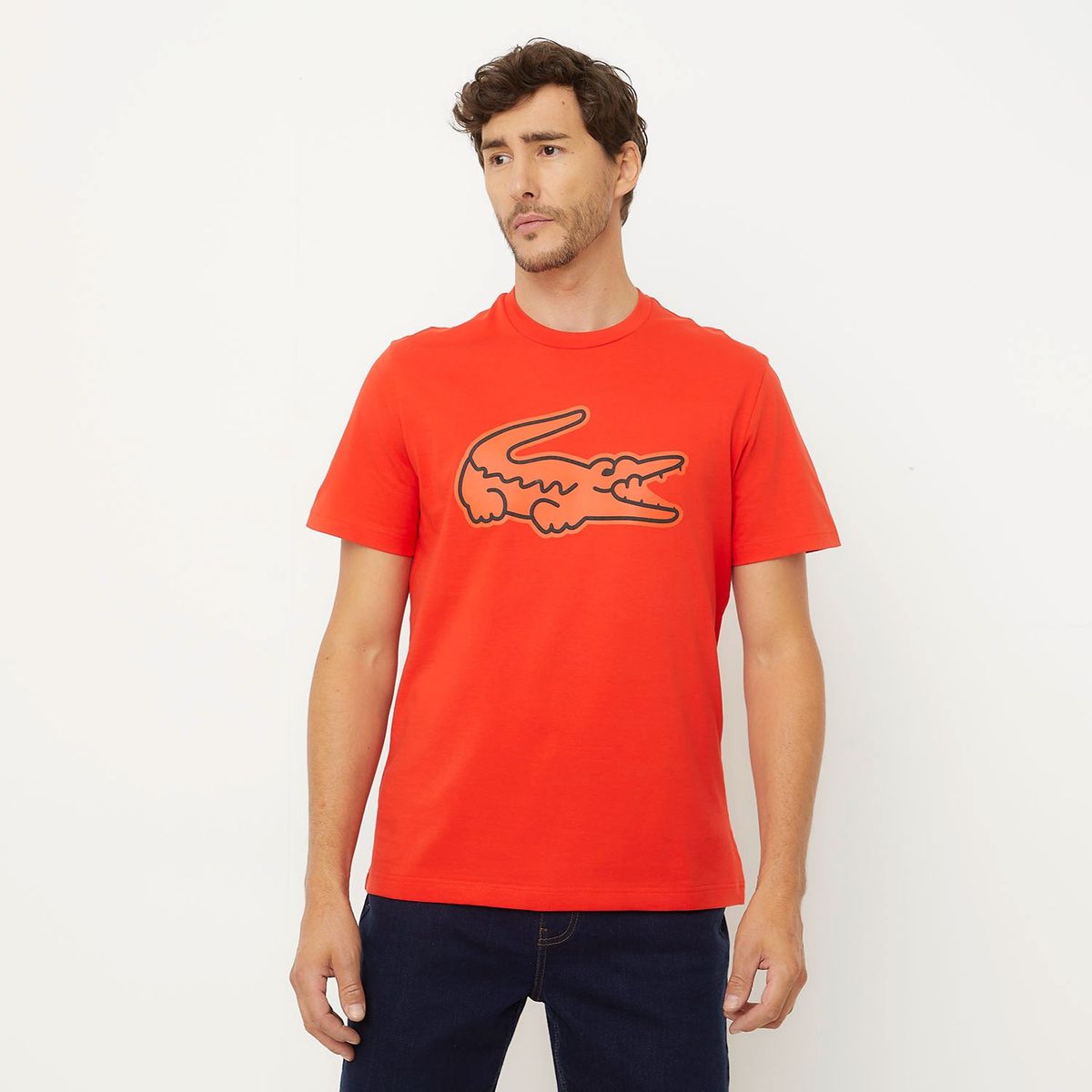 LACOSTE - Polera Manga Corta Print Hombre Algodón Lacoste