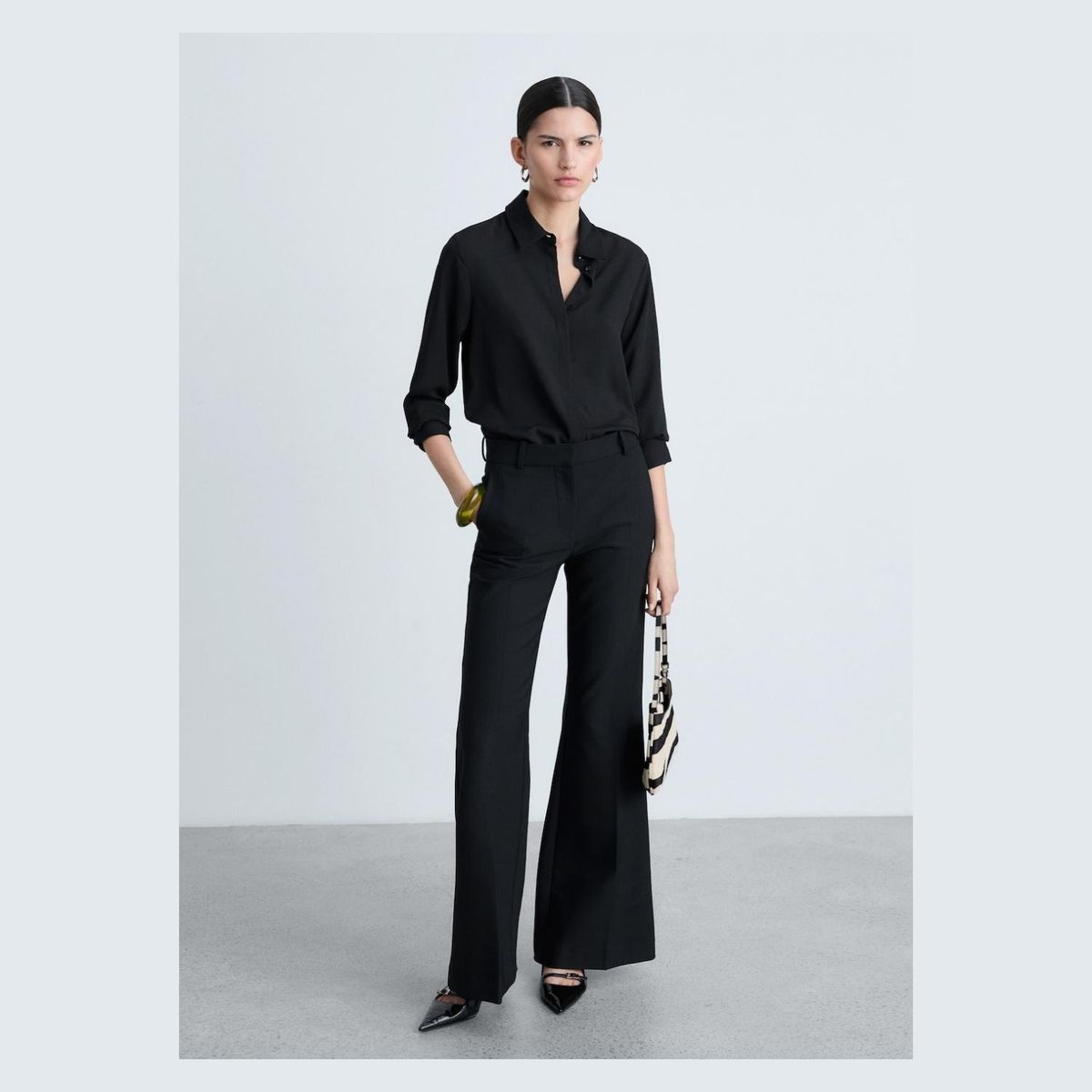 MANGO - Camisa Manga Larga Fluida Mujer Mango