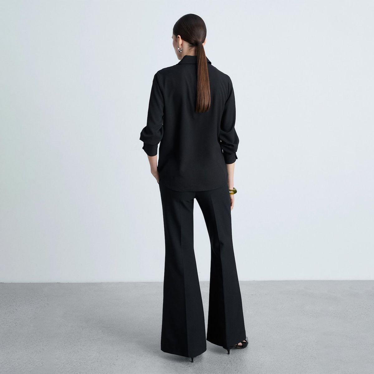 MANGO - Camisa Manga Larga Fluida Mujer Mango