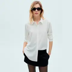 MANGO - Camisa Manga Larga Fluida Mujer