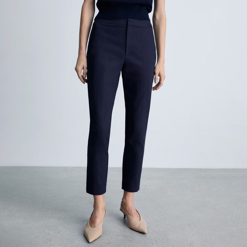 MANGO - Pantalón Recto Algodón Mujer Mango