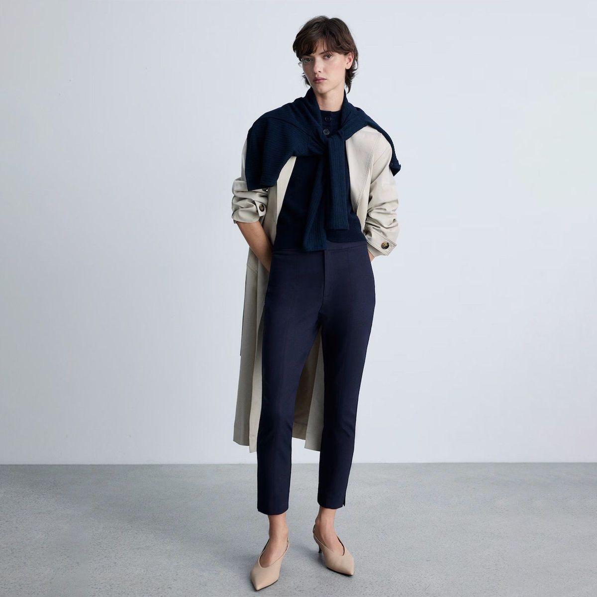 MANGO - Pantalón Recto Algodón Mujer Mango