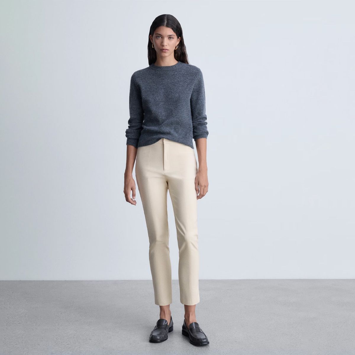 MANGO - Pantalón Recto Algodón Mujer Mango