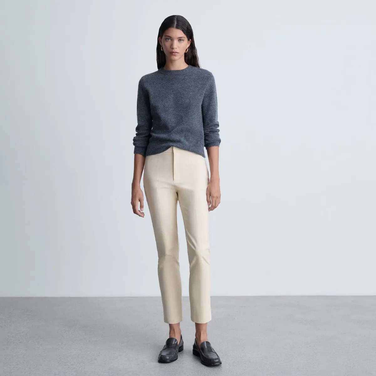 MANGO - Pantalón Recto Algodón Mujer Mango