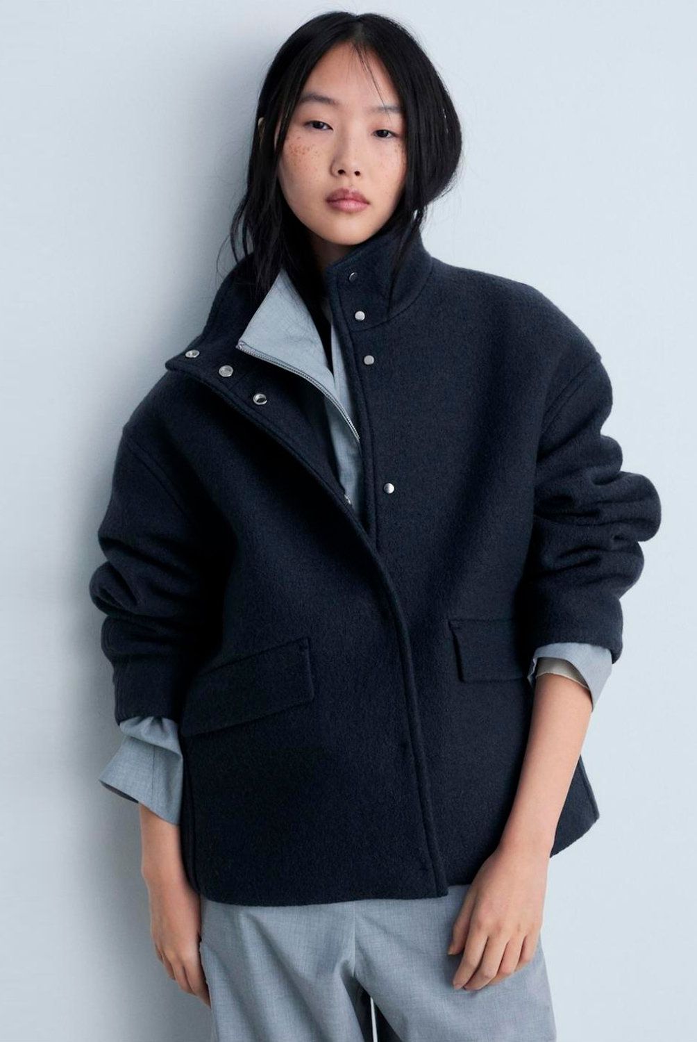 MANGO - Chaqueta Lana Cuello Alto Mujer Mango