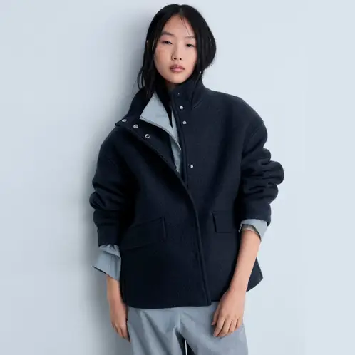 MANGO - Chaqueta Lana Cuello Alto Mujer