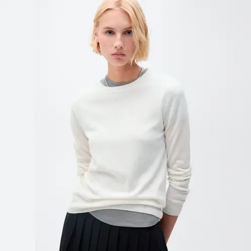 MANGO - Sweater Mezcla Lana Cuello Redondo Mujer