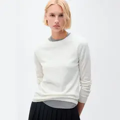 MANGO - Sweater Mezcla Lana Cuello Redondo Mujer