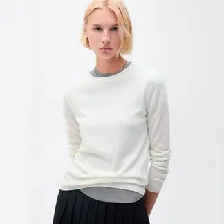 MANGO - Sweater Mezcla Lana Cuello Redondo Mujer