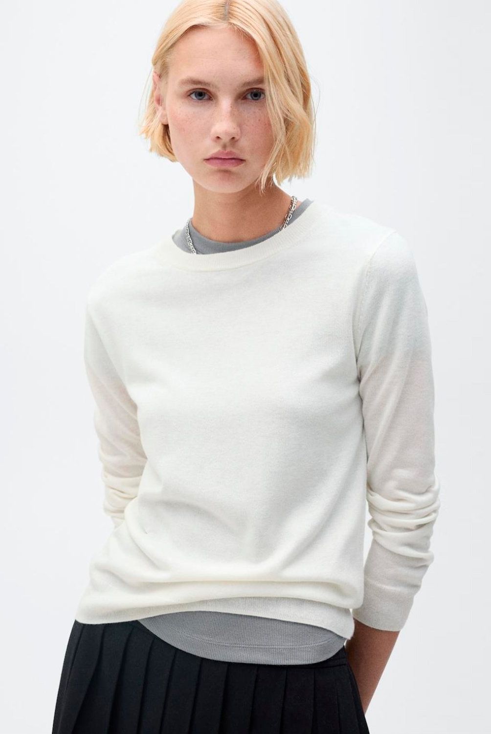 MANGO - Sweater Mezcla Lana Cuello Redondo Mujer Mango