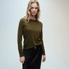 MANGO - Sweater Mezcla Lana Cuello Redondo Mujer