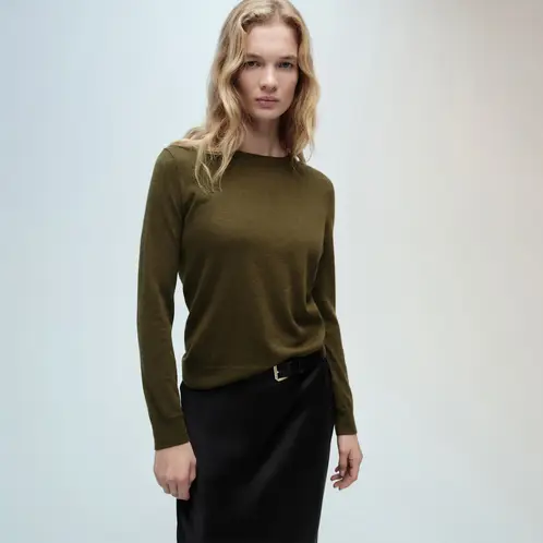 MANGO - Sweater Mezcla Lana Cuello Redondo Mujer