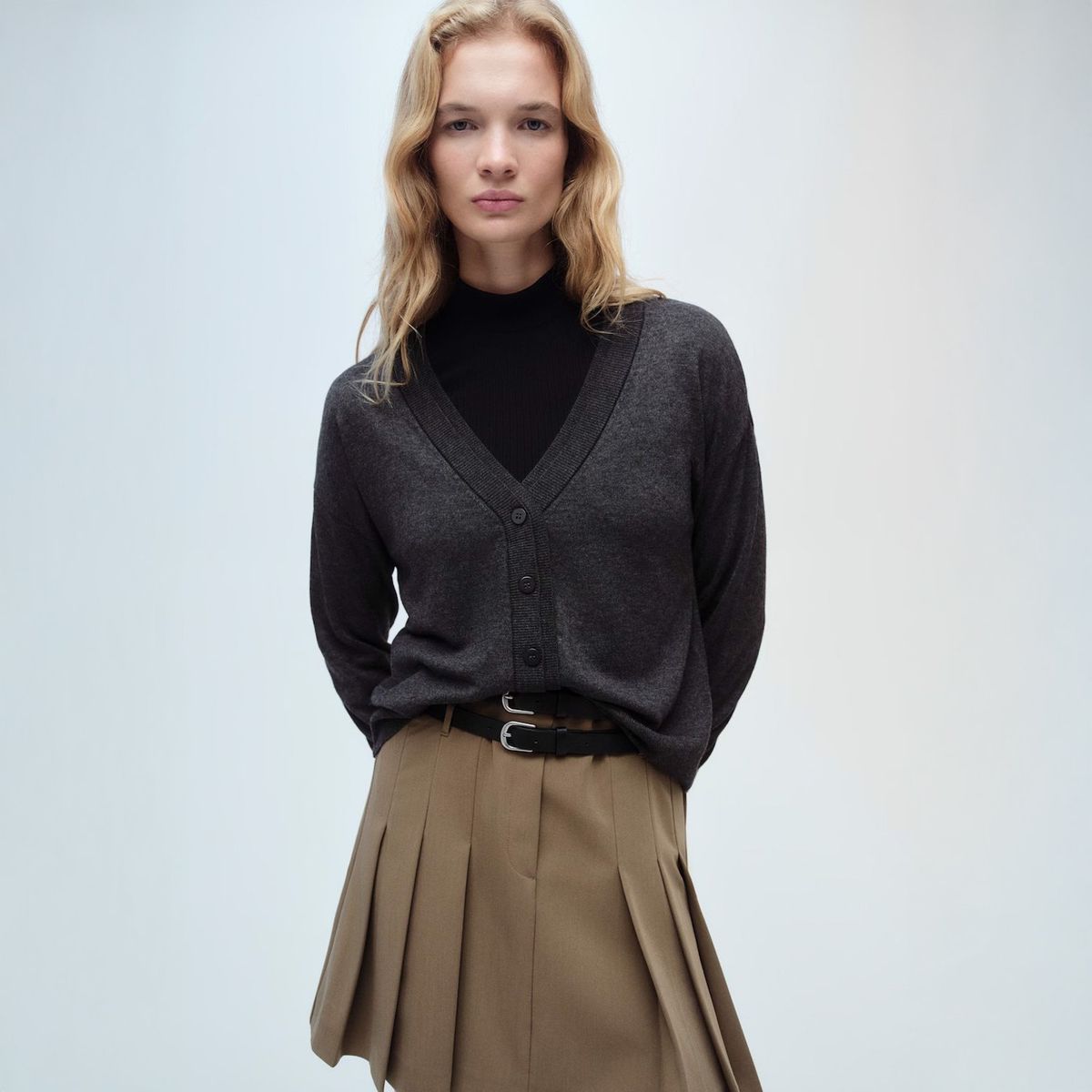 MANGO - Cárdigan Punto Cuello Pico Mujer Mango