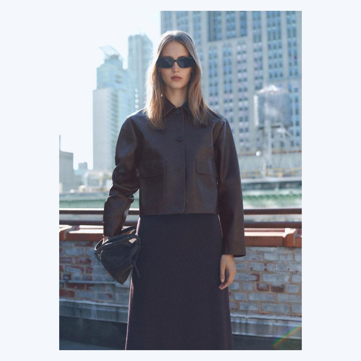 MANGO - Chaqueta Efecto Piel Bolsillos Mujer Mango