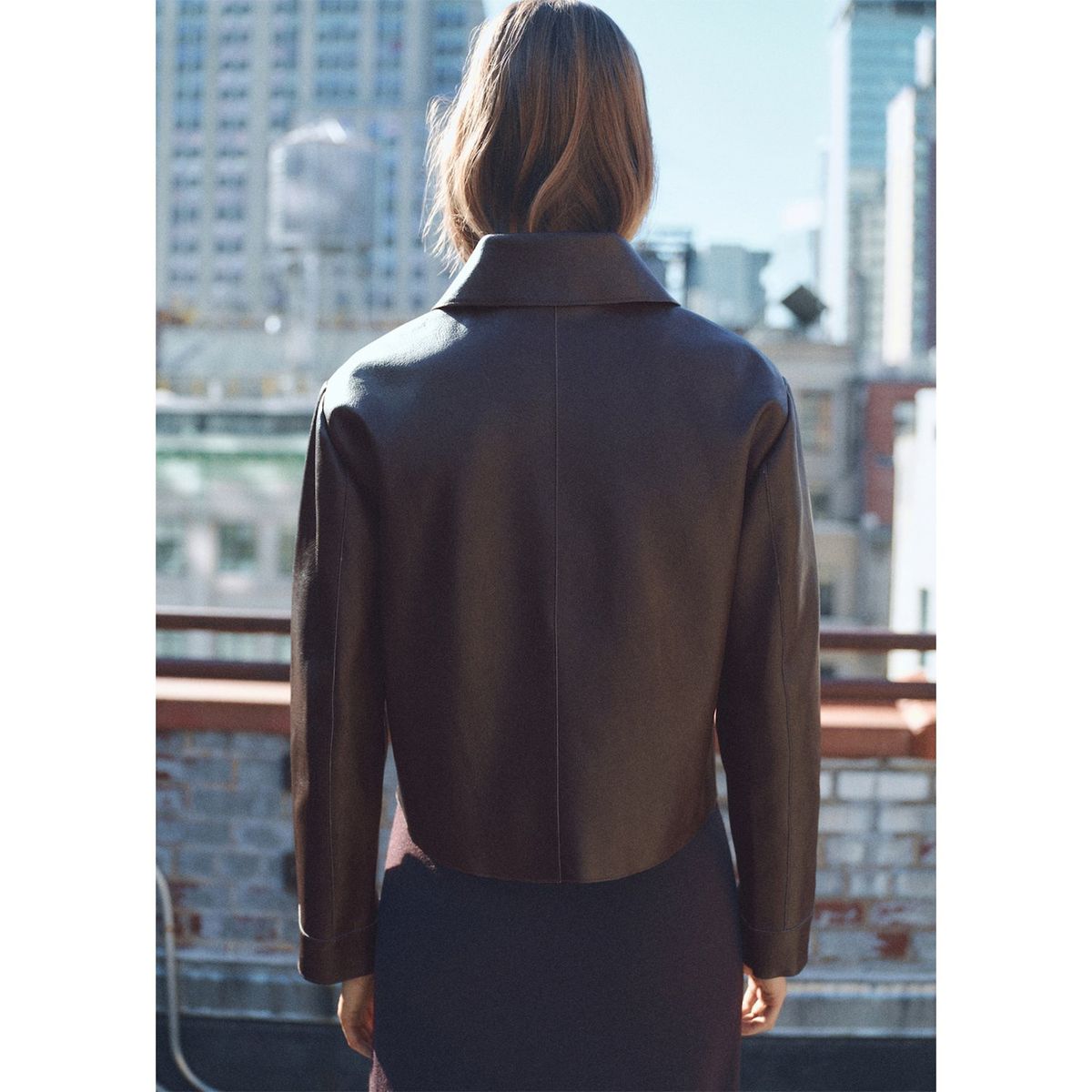 MANGO - Chaqueta Efecto Piel Bolsillos Mujer Mango