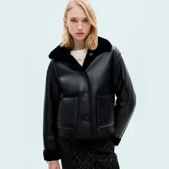 MANGO - Chaqueta Doble Faz Efecto Piel Bolsillos Mujer