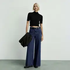 MANGO - Jeans Wideleg Bolsillos Mujer