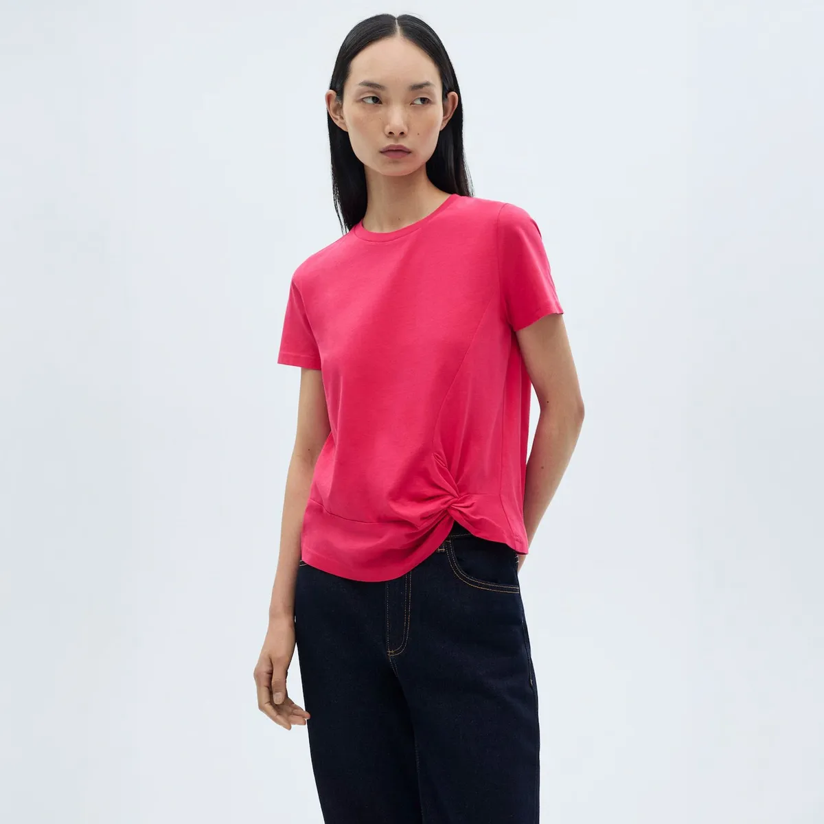 MANGO - Polera Algodón Detalle Nudo Mujer Mango