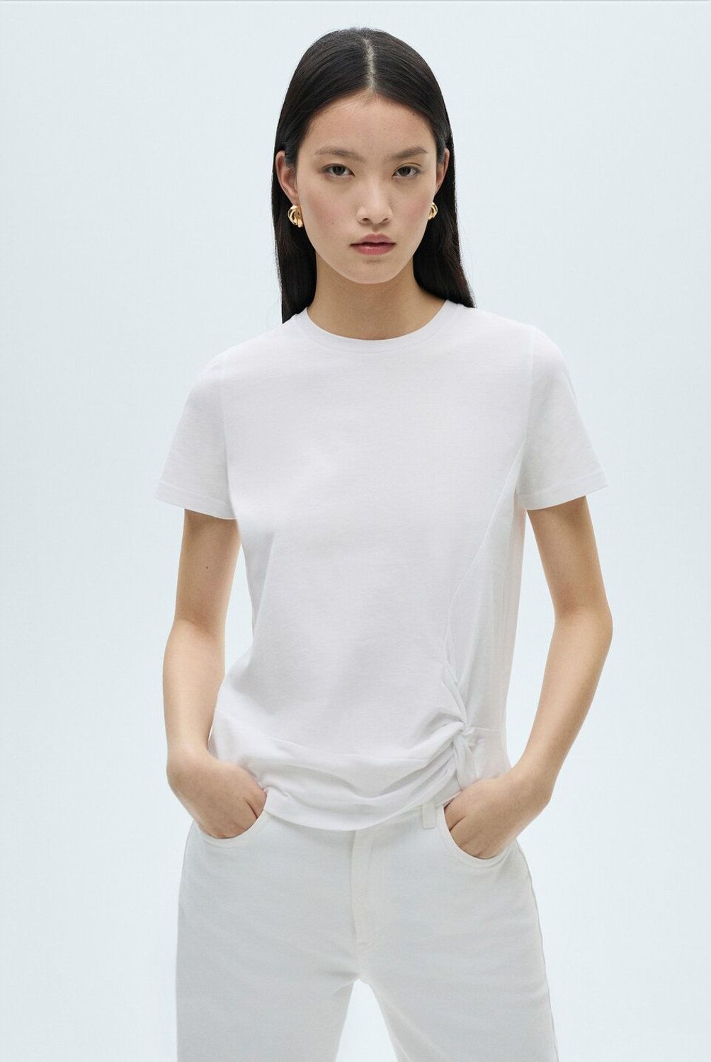 MANGO - Polera Algodón Detalle Nudo Mujer Mango