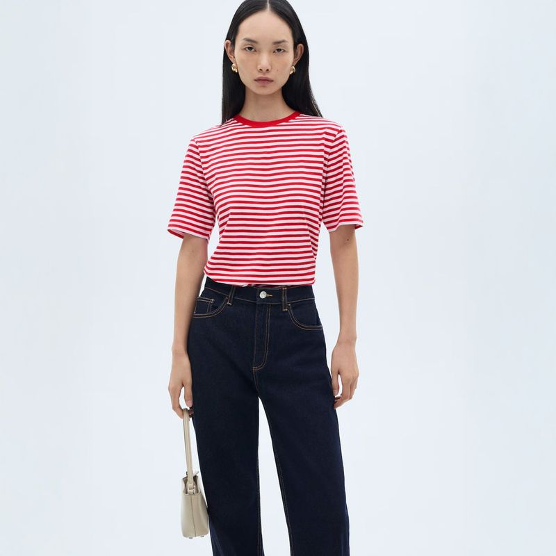 MANGO - Polera 100% Algodón Rayas Mujer Mango