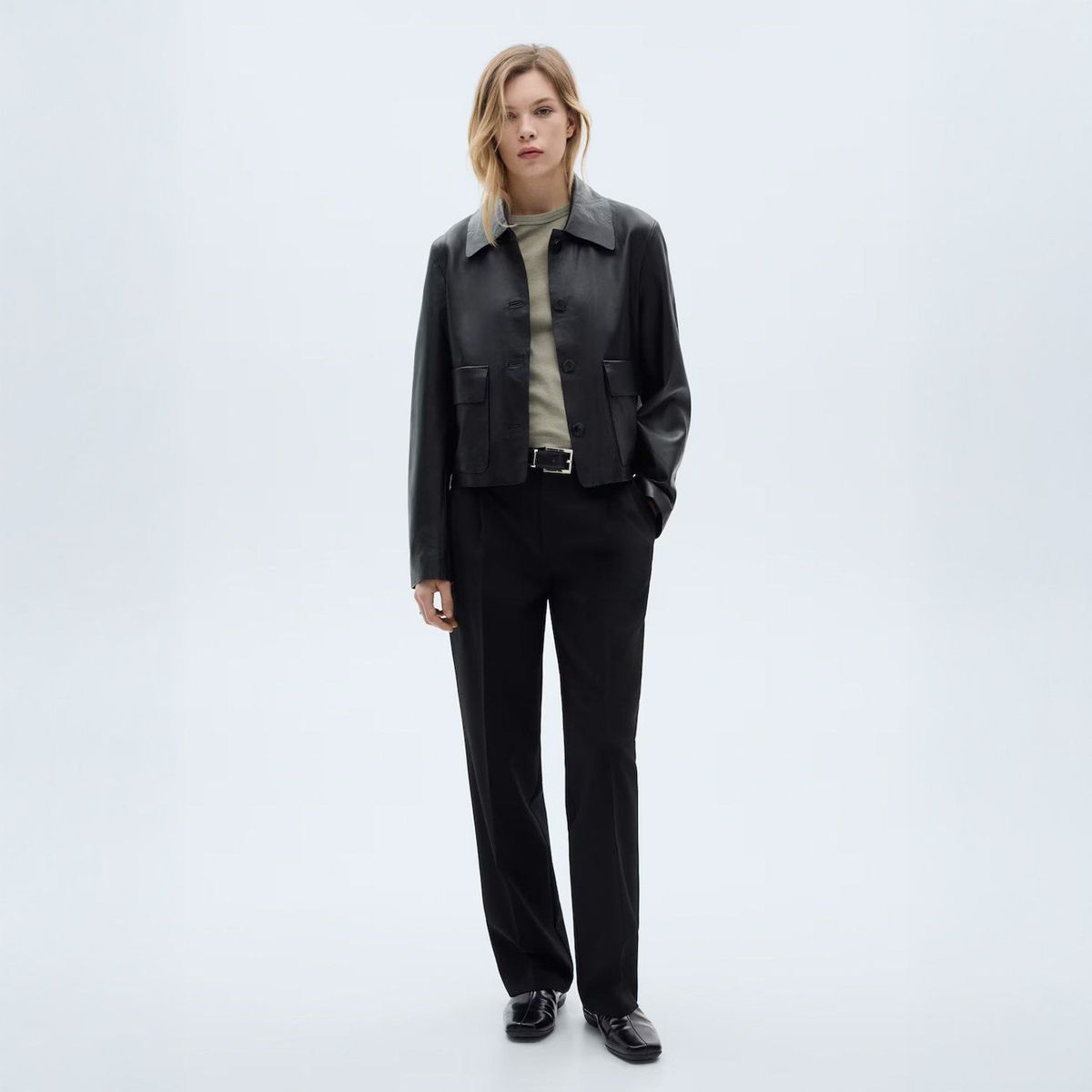 MANGO - Pantalón Recto Pinzas Mujer Mango