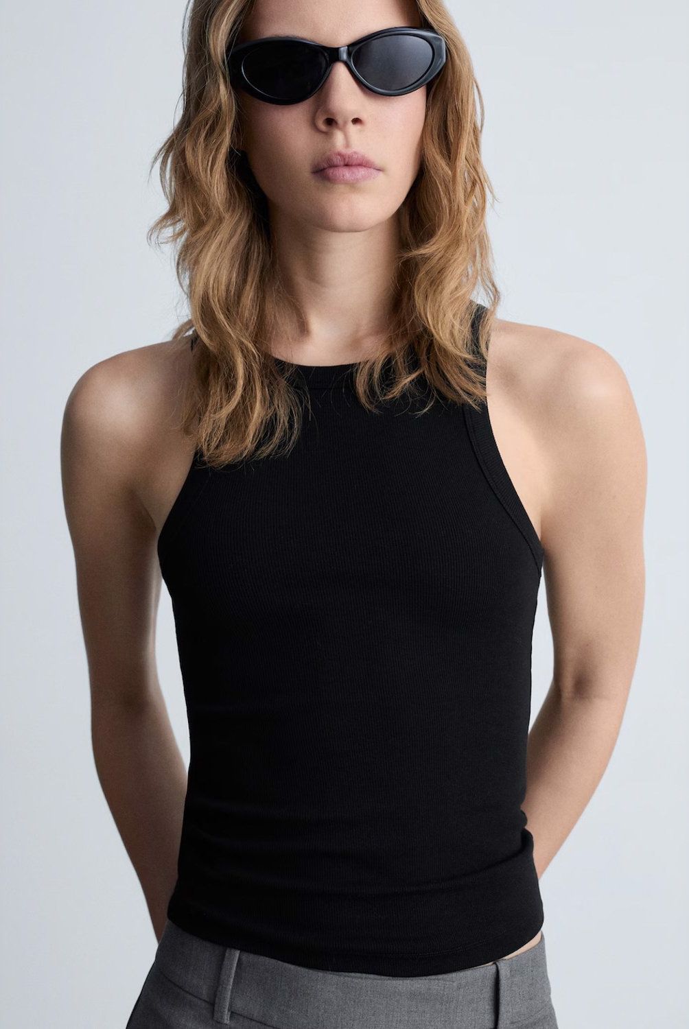 MANGO - Top canalé algodón Mujer Mango
