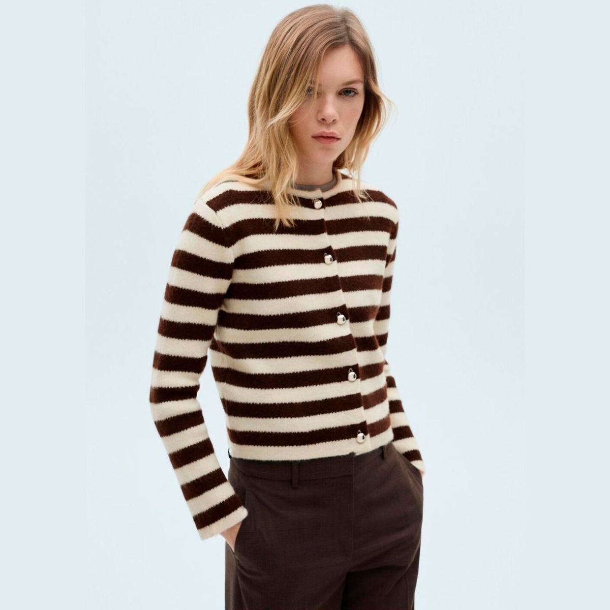 MANGO - Cárdigan Rayas Botones Mujer Mango