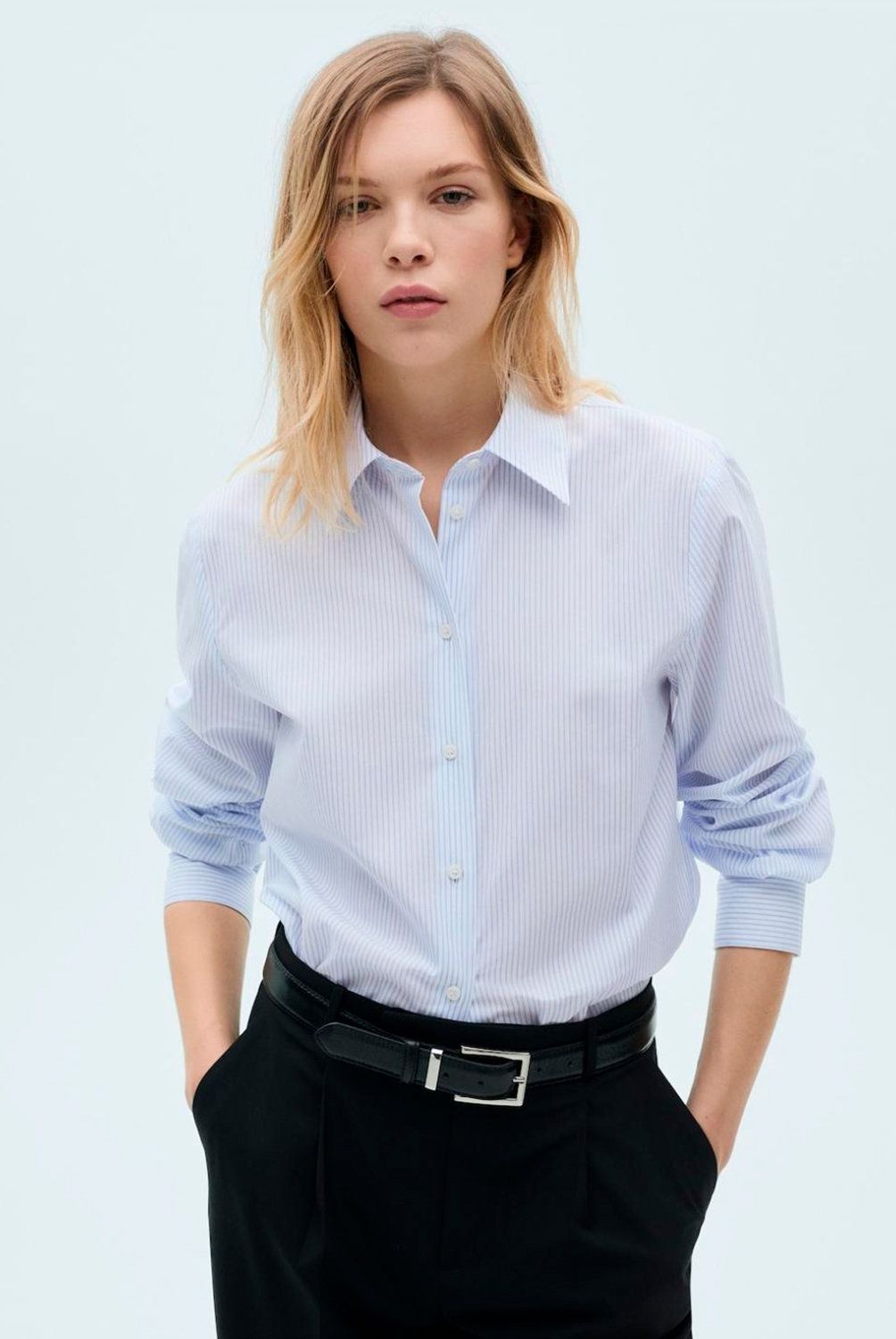 MANGO - Blusa Regular Mezcla Algodón Lyocell Mujer Mango