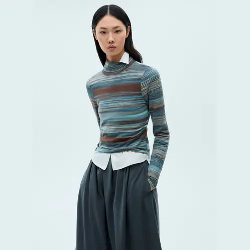 MANGO - Sweater Rayas Cuello Alto Mujer