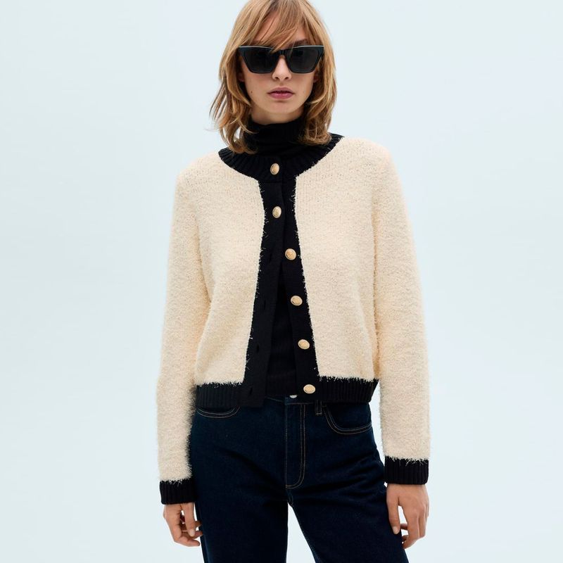 MANGO - Sweater Botones Contraste Mujer Mango